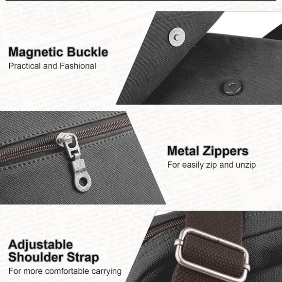 Small Crossbody Bag for Men,Canvas Messenger Shoulder Bags Crossbody Satchel Bag - Picture 6 of 7